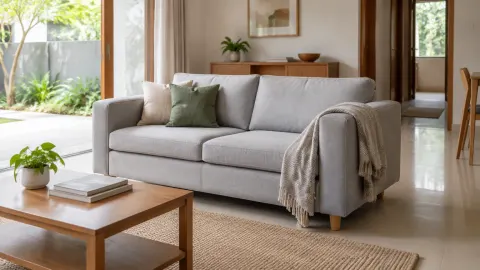 Sofa lepas di ruang keluarga dekat meja kopi