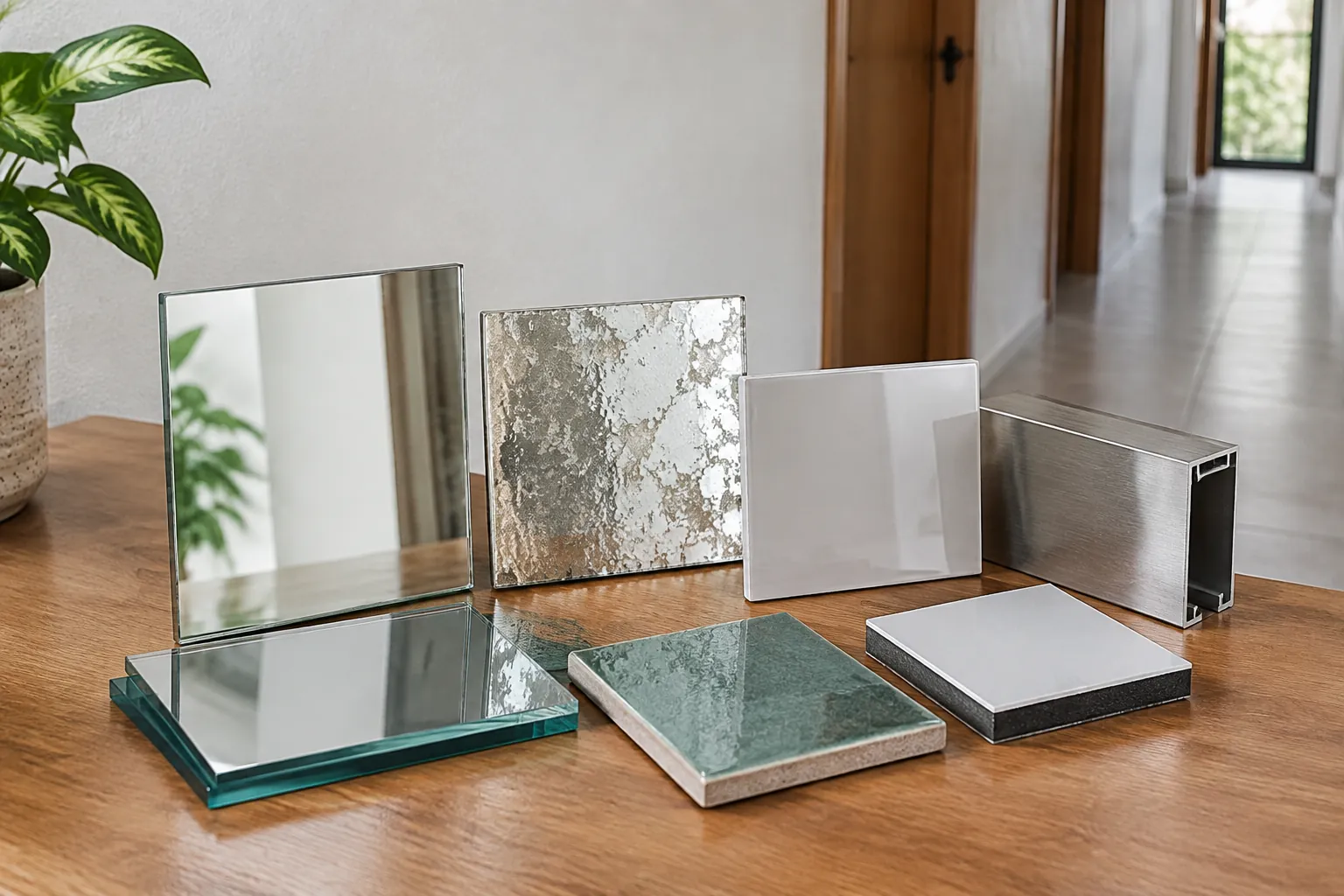 Sampel kaca, logam, dan pelapis reflektif