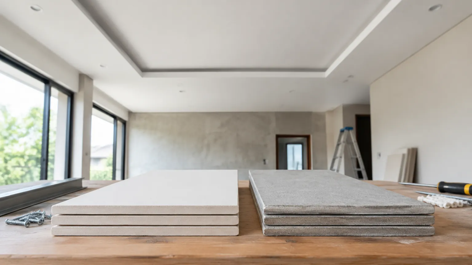 Contoh panel plafon gypsum dan GRC di ruang yang dikerjakan