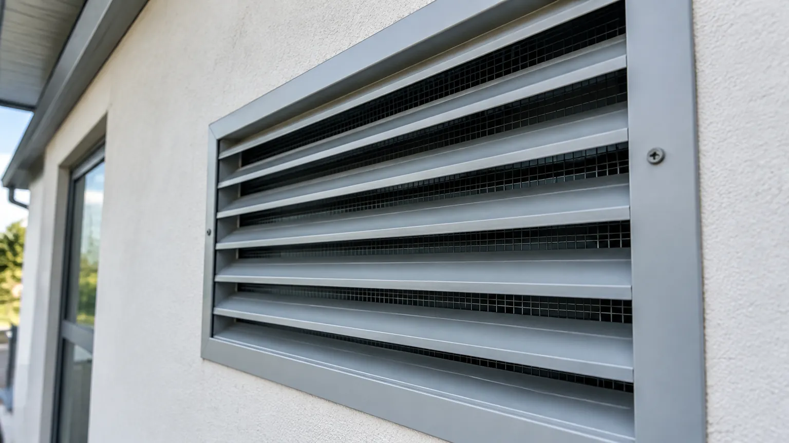 Kisi ventilasi logam pada dinding luar