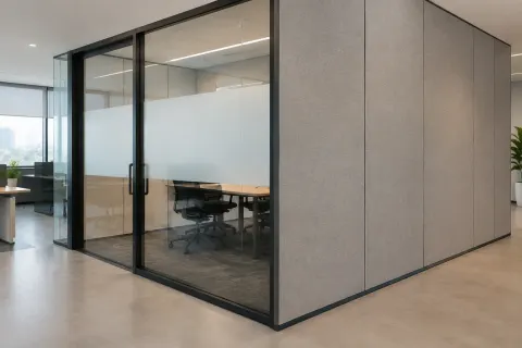 Partisi kaca kantor.