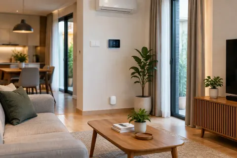 Panel kecil pada dinding.