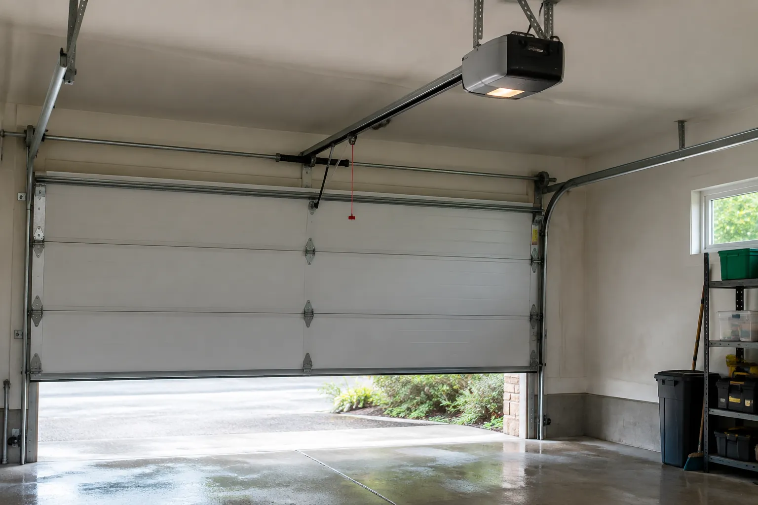 Air hujan masuk ke lantai garasi dari pintu yang terbuka