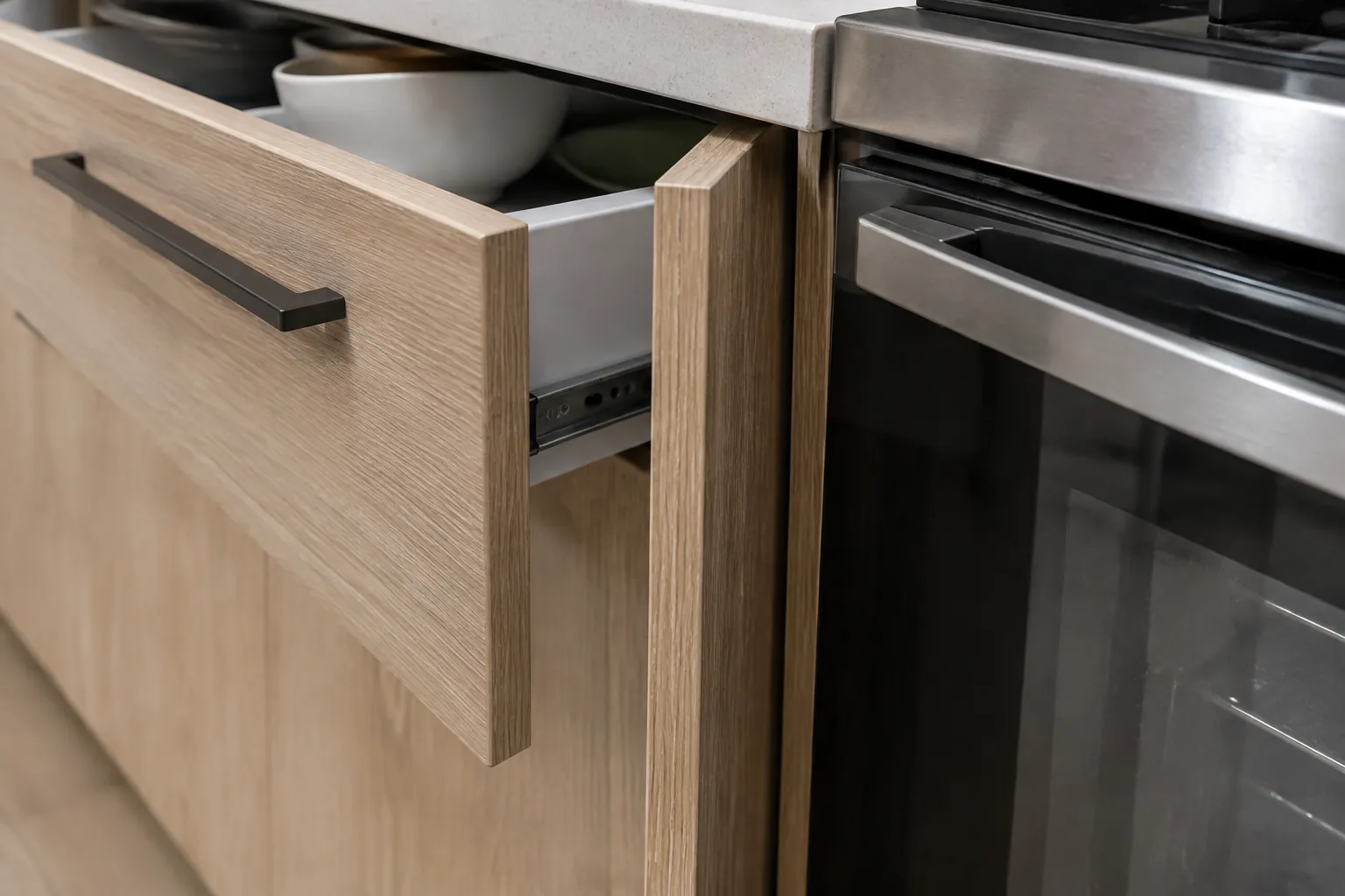 Laci kitchen set di samping oven tanam