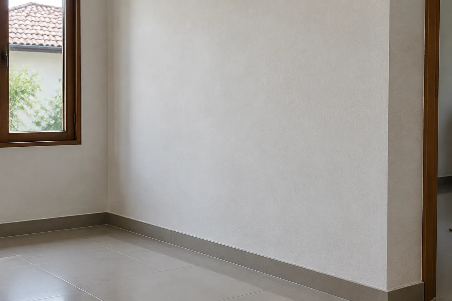 Dinding interior bertemu kusen pintu kayu