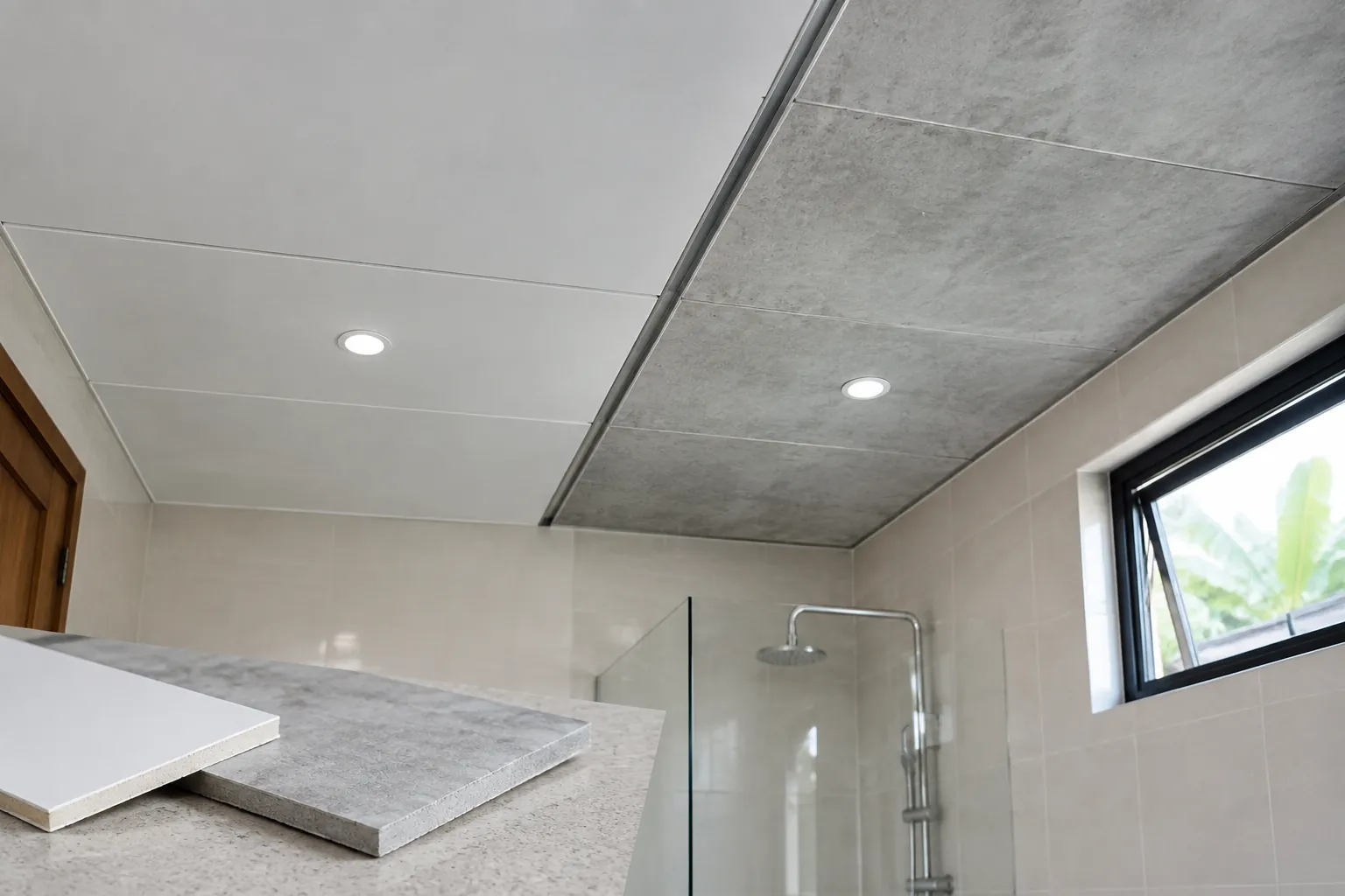 Contoh panel plafon di atas ruang mandi