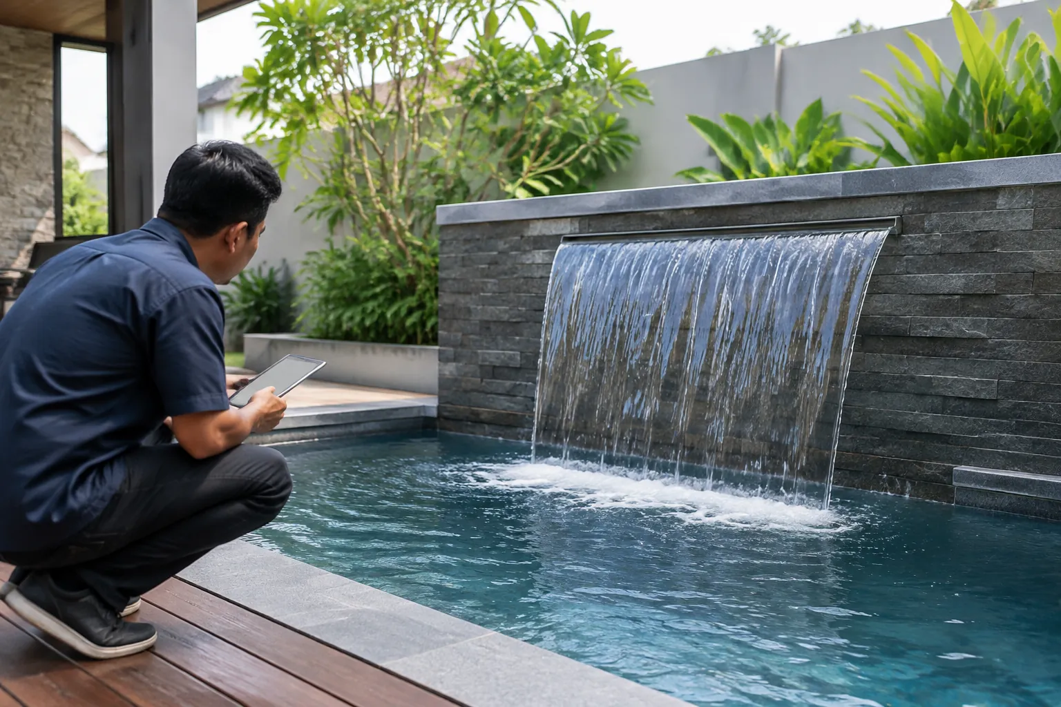Memeriksa air terjun.