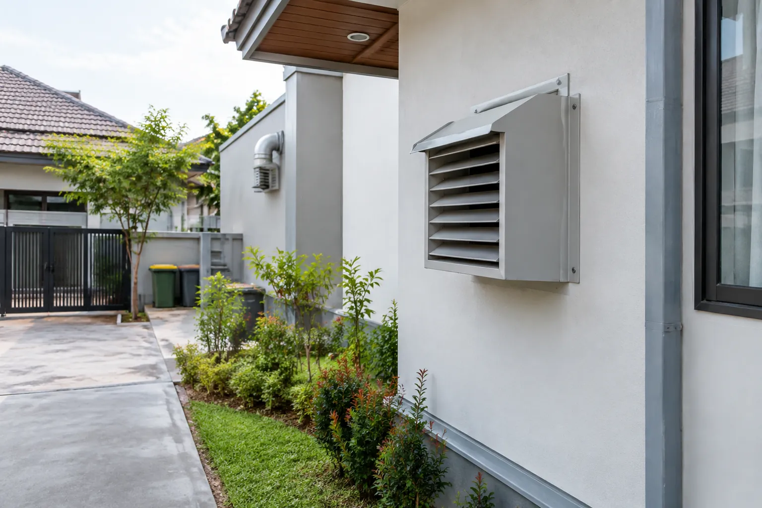 Kisi ventilasi terpasang pada dinding luar rumah