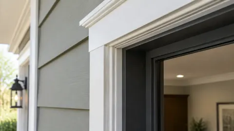 Trim putih pada sisi atas bukaan pintu luar