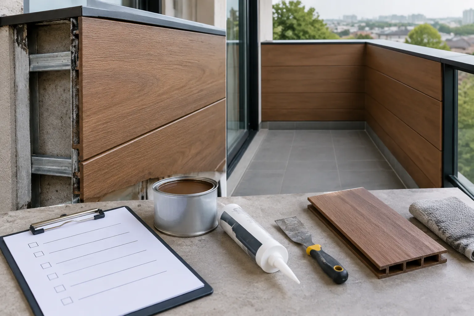 Bahan lantai dan perlengkapan pemasangan balkon