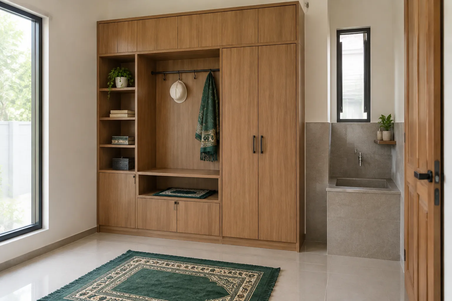 Kabinet penyimpanan terpasang.
