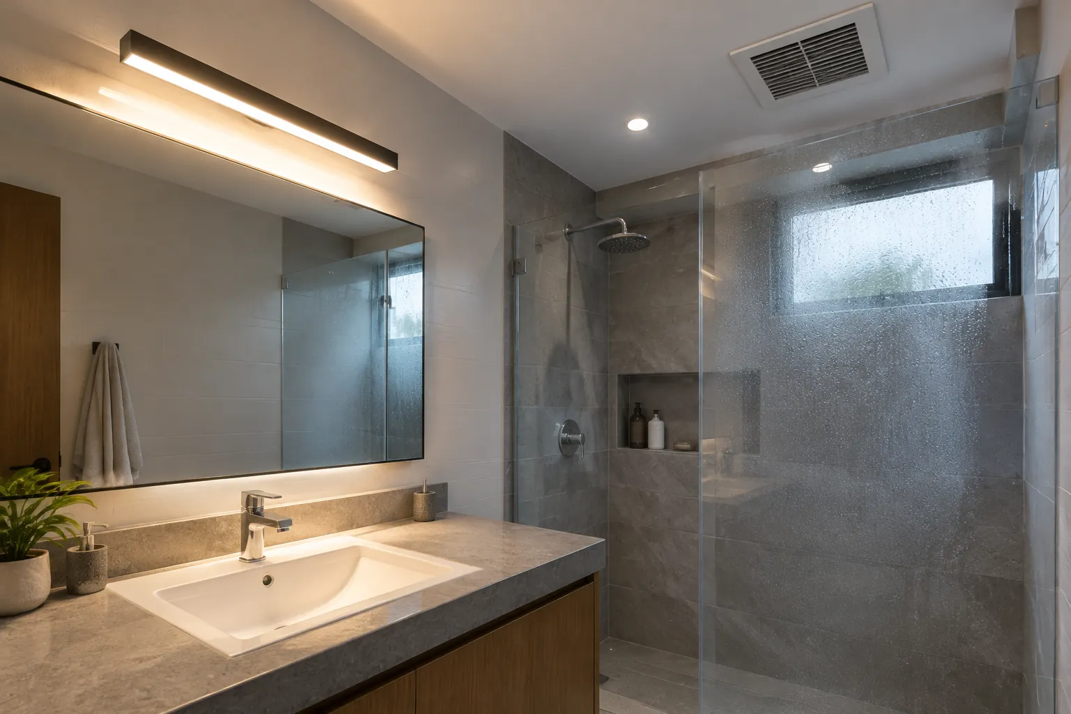 Lampu dan bukaan ventilasi pada kamar mandi