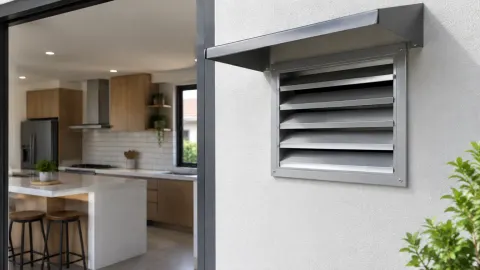Kisi ventilasi luar di dekat jendela dapur