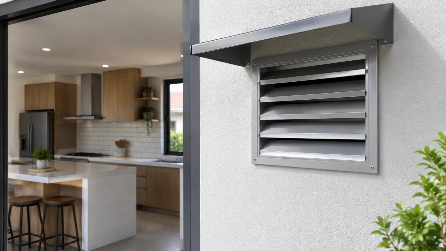 Kisi ventilasi luar di dekat jendela dapur