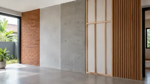 Contoh beberapa bahan dinding pada ruang dalam rumah