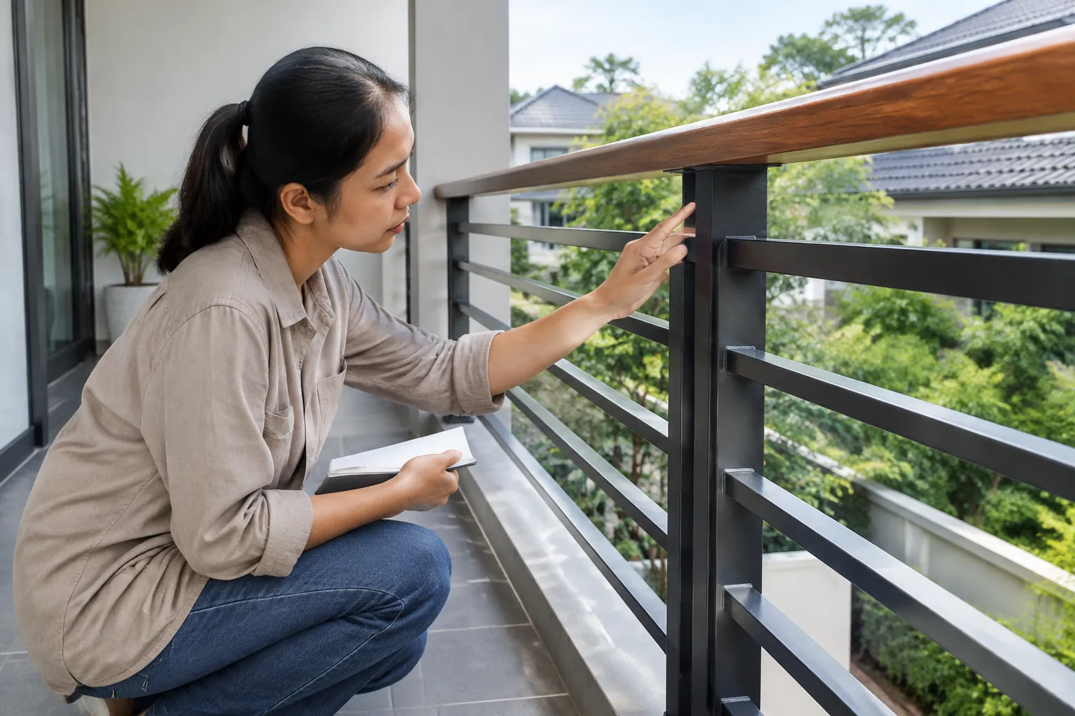 Orang memeriksa balkon jadi.