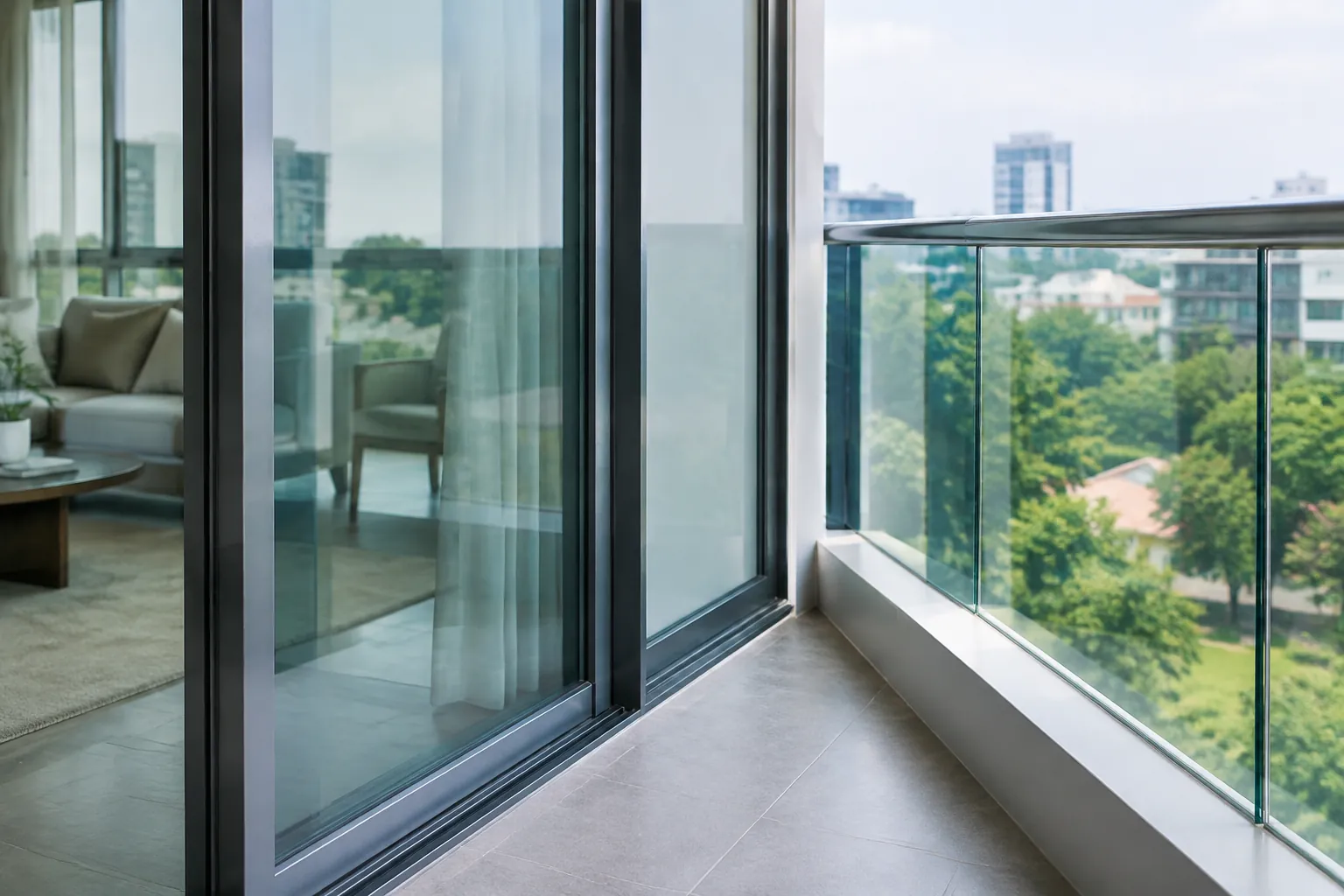 Kaca railing balkon.