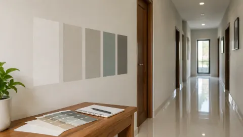 Sampel warna abu-abu di dinding lorong