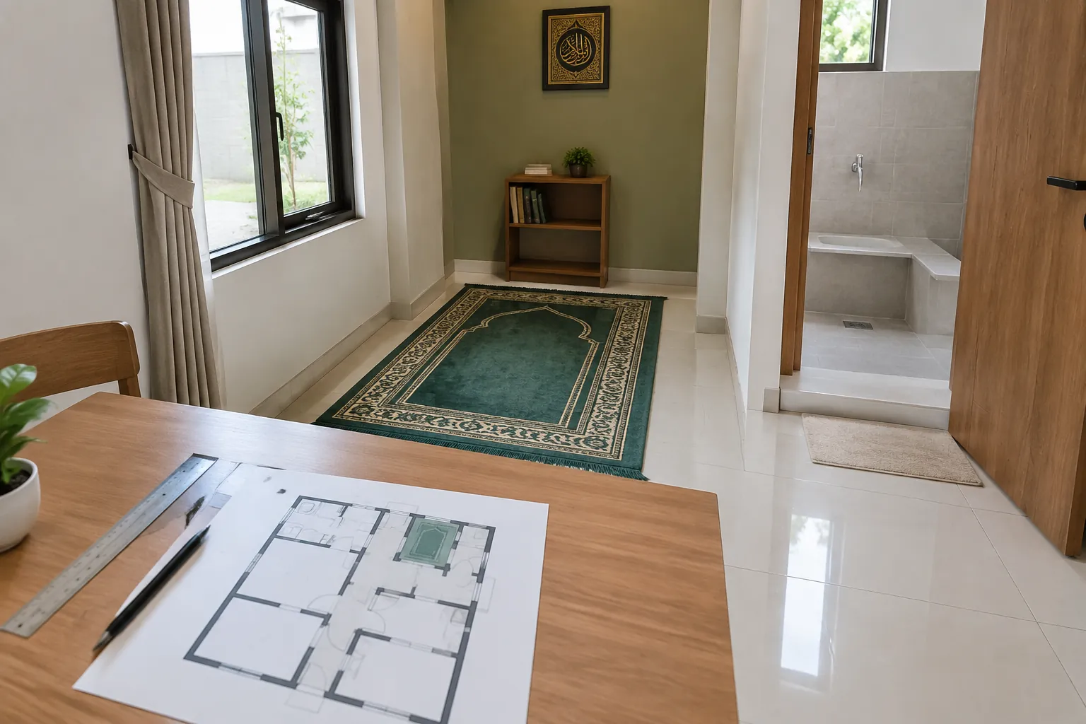 Denah di meja.