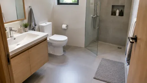 Tata letak toilet, wastafel, dan pancuran