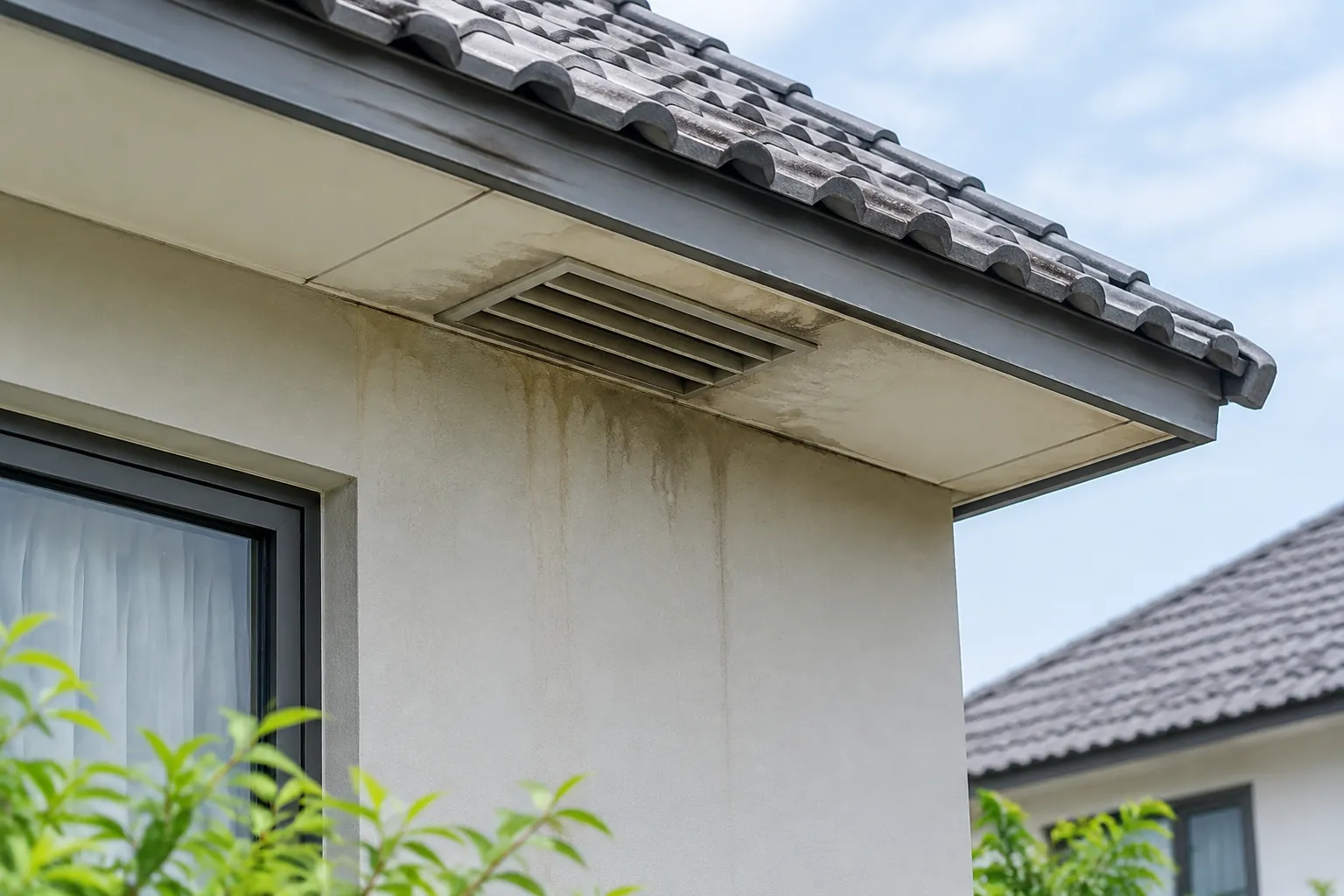 Noda air terlihat di sekitar ventilasi bawah atap rumah