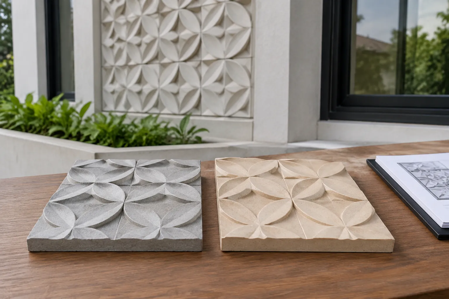 Contoh beberapa bahan panel ornamen dinding luar