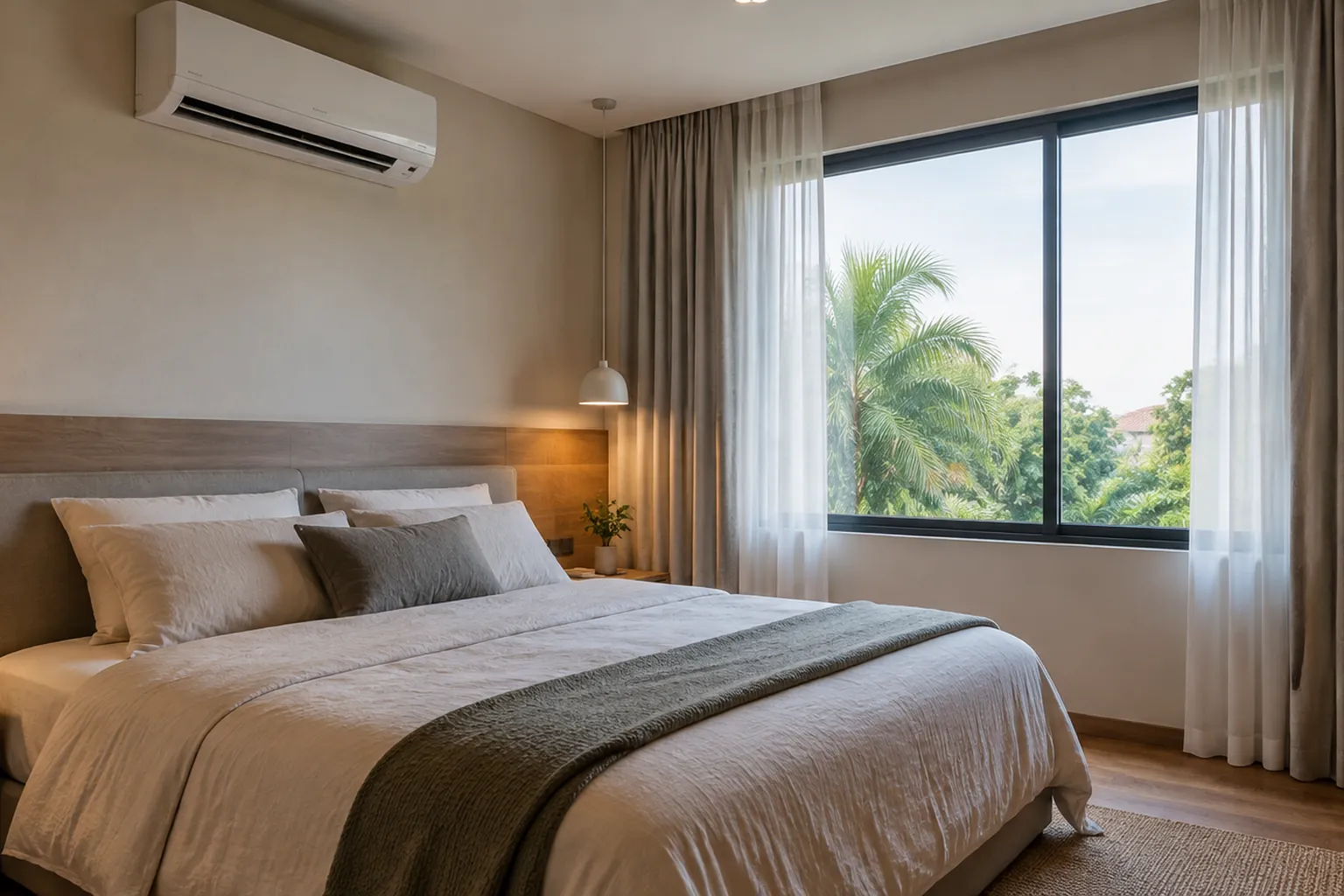 Kamar tidur dengan AC.