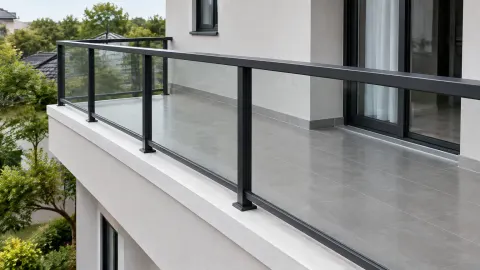 Railing kaca pada balkon rumah