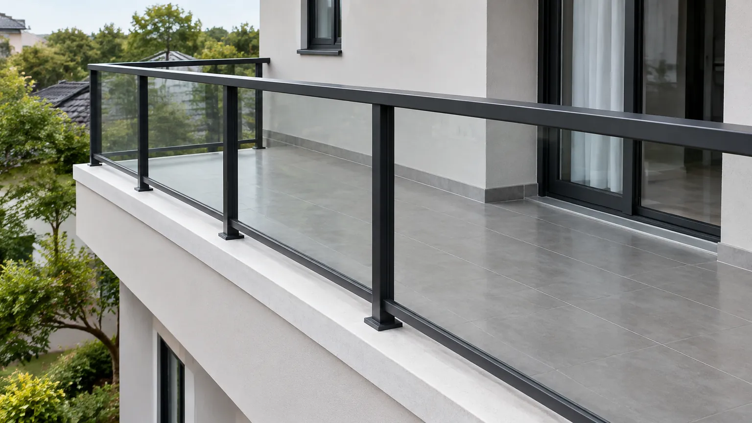 Railing kaca pada balkon rumah