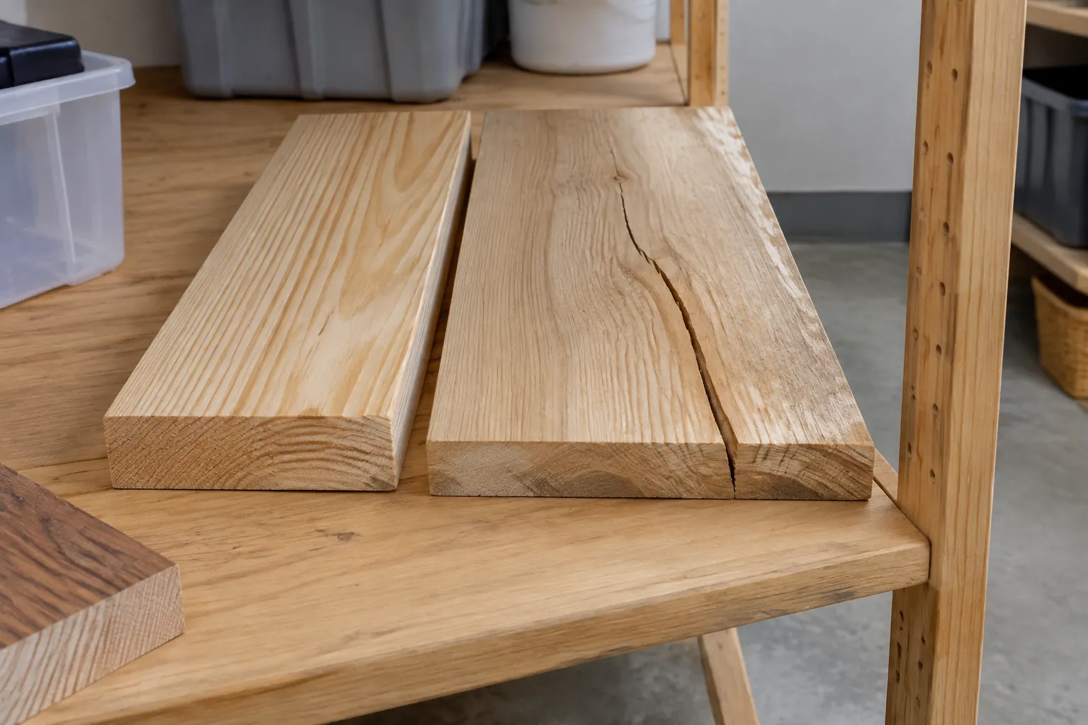 Papan kayu solid dengan celah pada permukaan