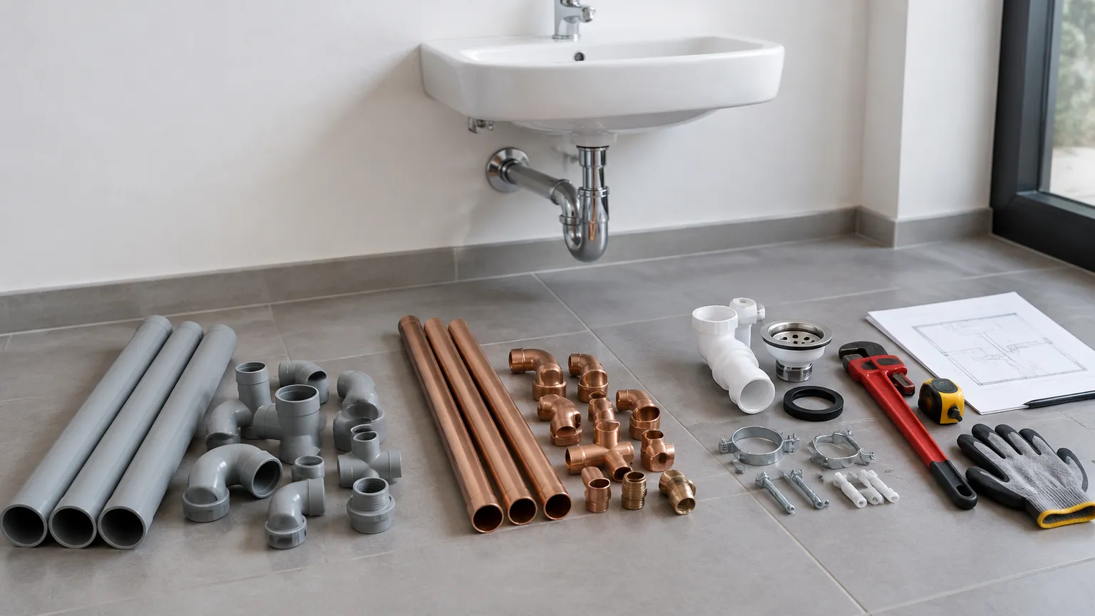 Toilet, wastafel, dan area pancuran kamar mandi