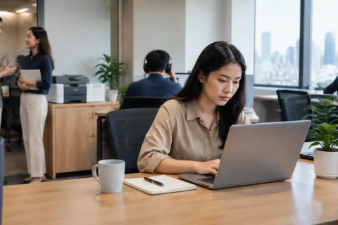 Aktivitas pekerja di kantor.