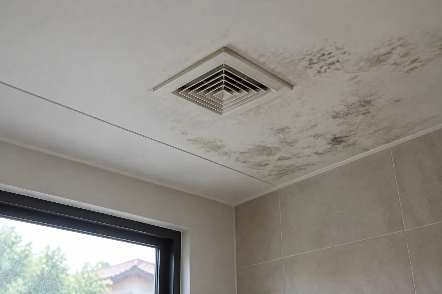 Bercak plafon di sekitar kisi ventilasi