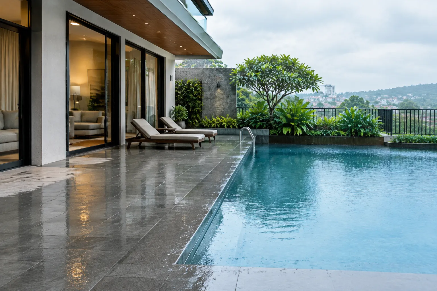 Area kolam dan teras jadi.