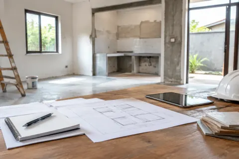 Ruang dalam renovasi.