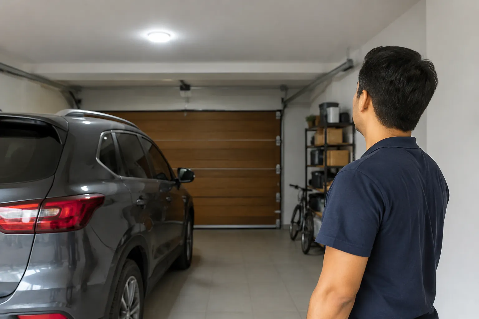 Seseorang menatap lampu plafon.