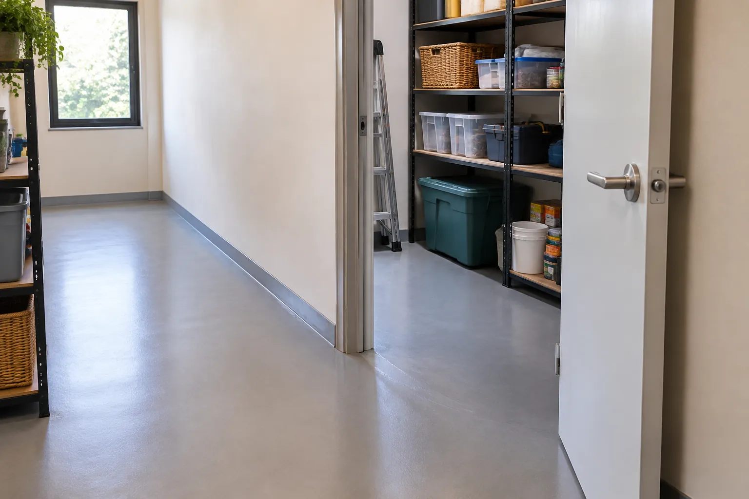 Lorong akses di sisi ruang penyimpanan