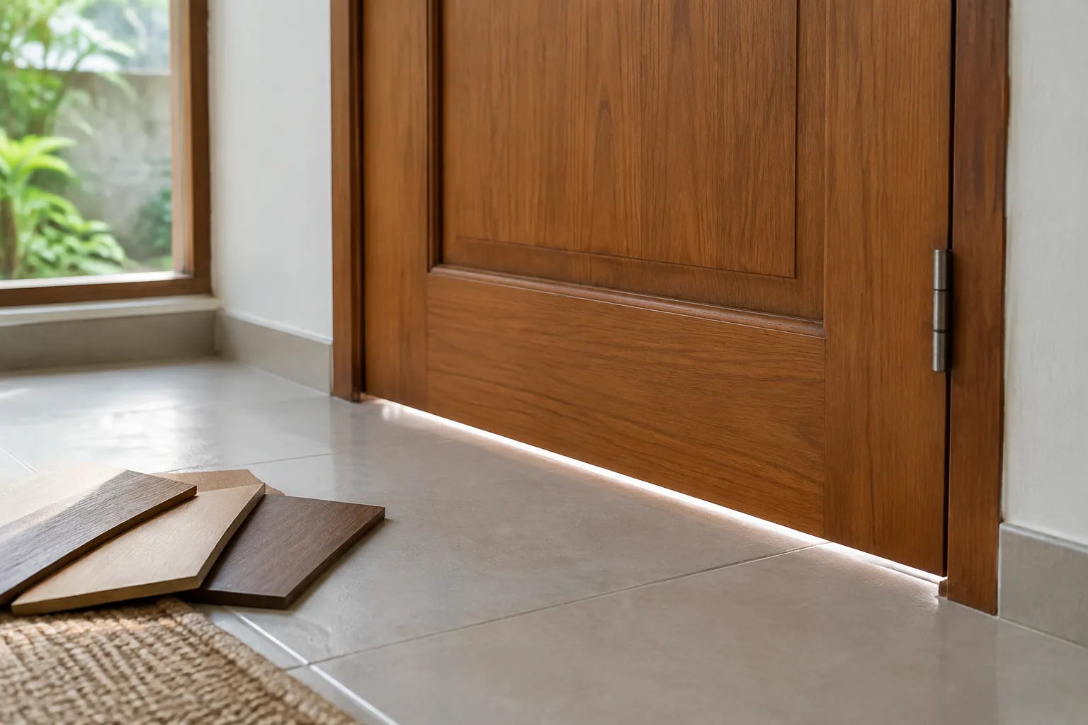 Contoh bahan diletakkan dekat bagian bawah pintu
