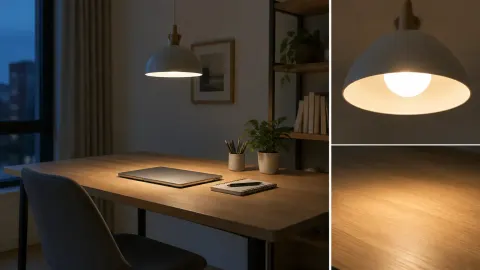 Dua keadaan lampu pada meja kerja