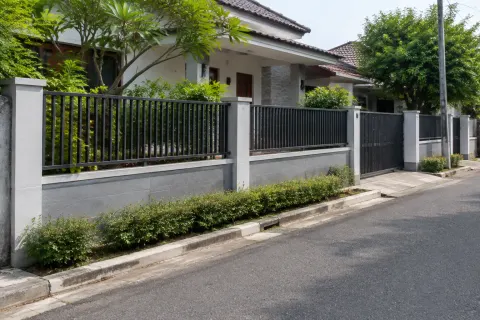 Pagar di sisi jalan.