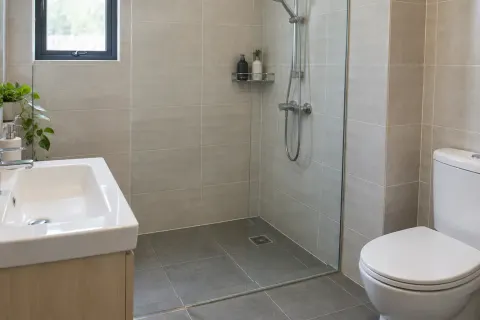 Kamar mandi yang sudah selesai.