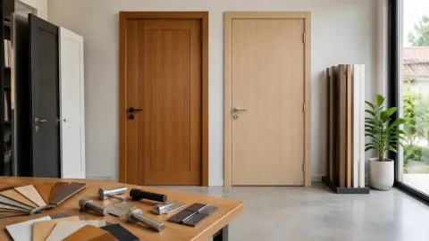 Contoh pintu dan bahan di dalam ruang pamer