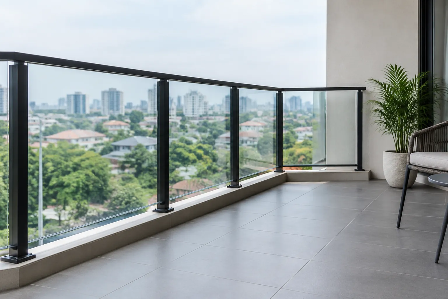Pagar yang terpasang pada tepi balkon.