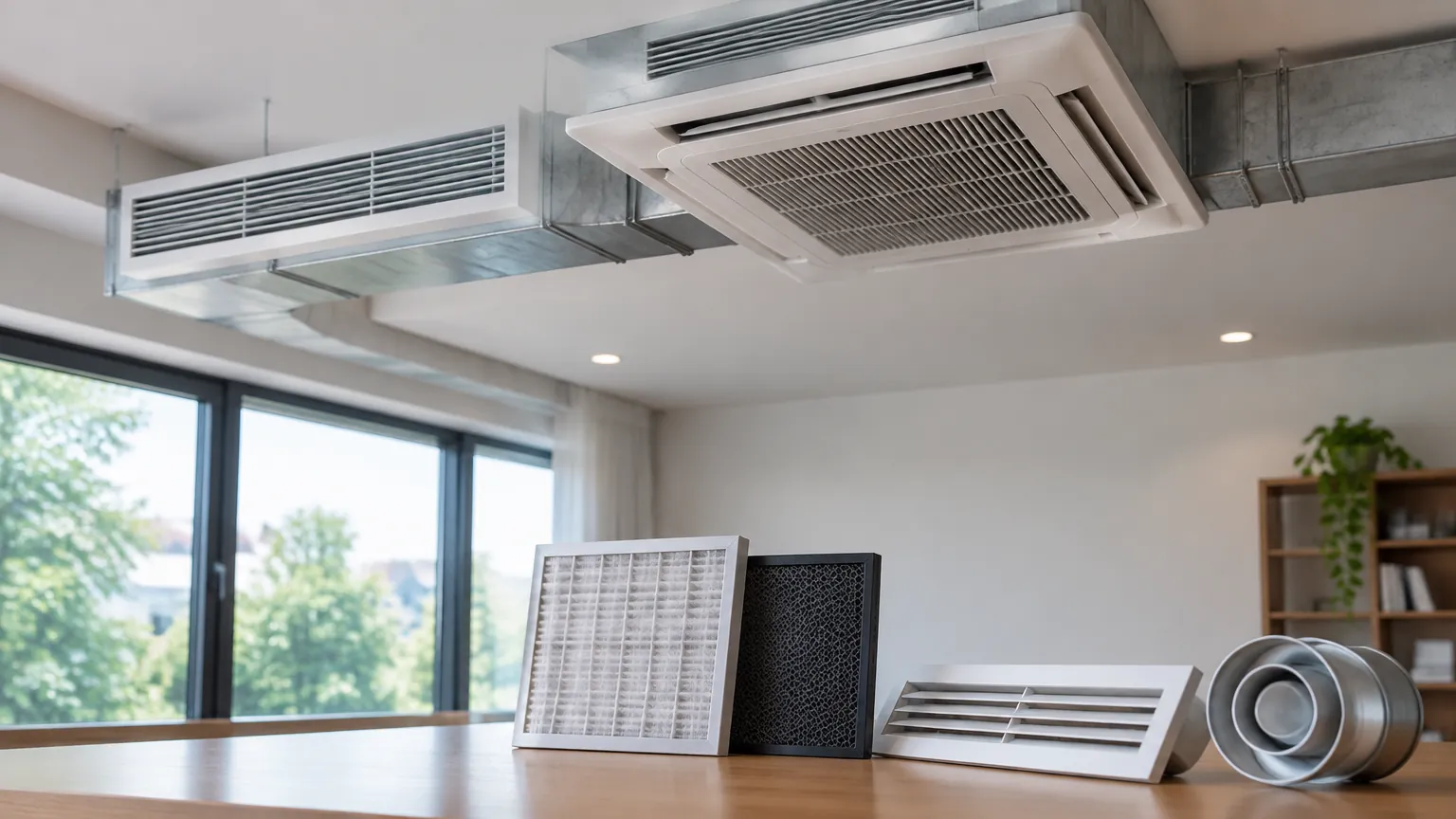Unit penghawaan plafon dan komponen ventilasi