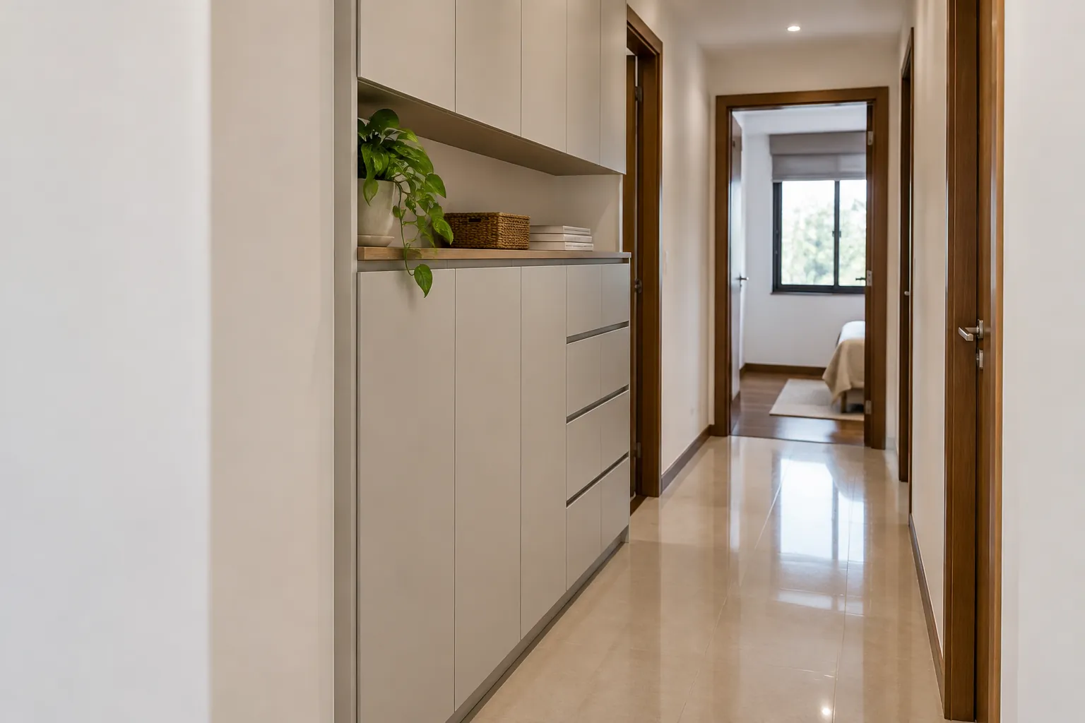 Kabinet tinggi di lorong.