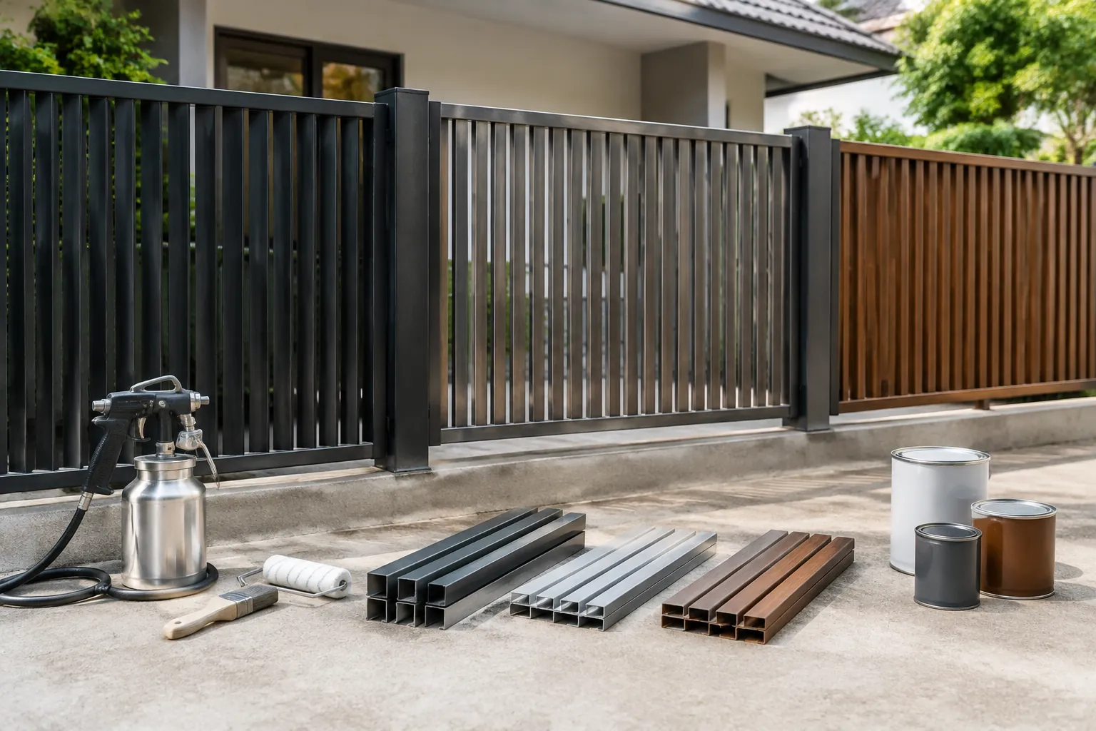 Contoh beberapa jenis bilah pagar ditata di depan rumah