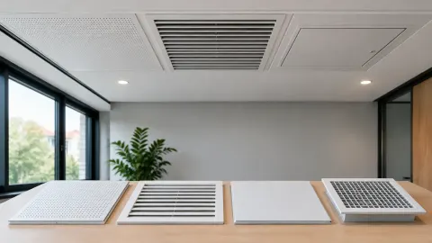 Contoh panel plafon dan kisi ventilasi di ruang