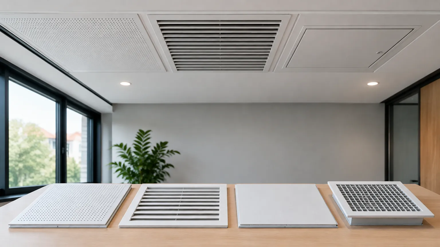 Contoh panel plafon dan kisi ventilasi di ruang
