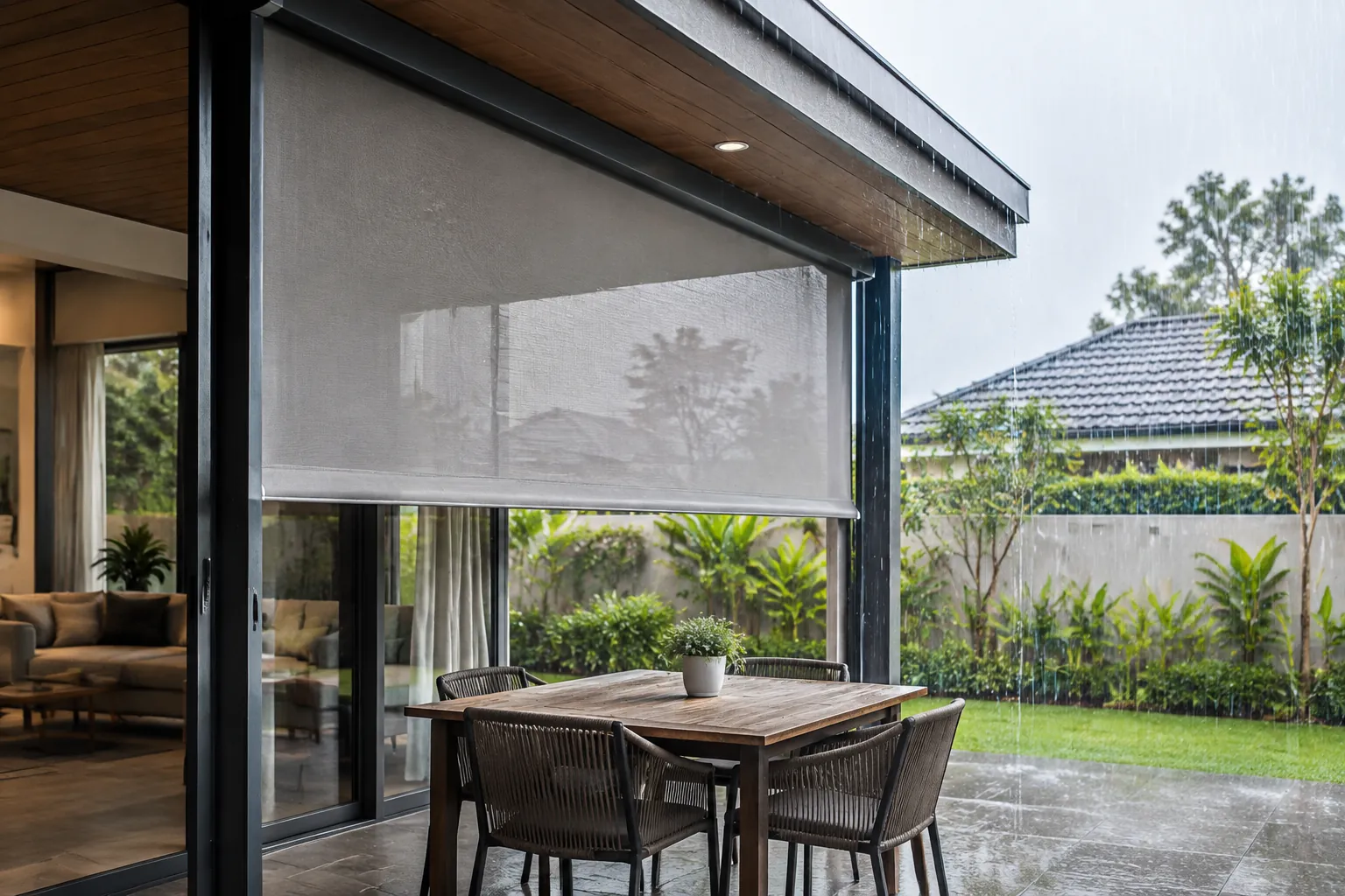 Outdoor screen terpasang.