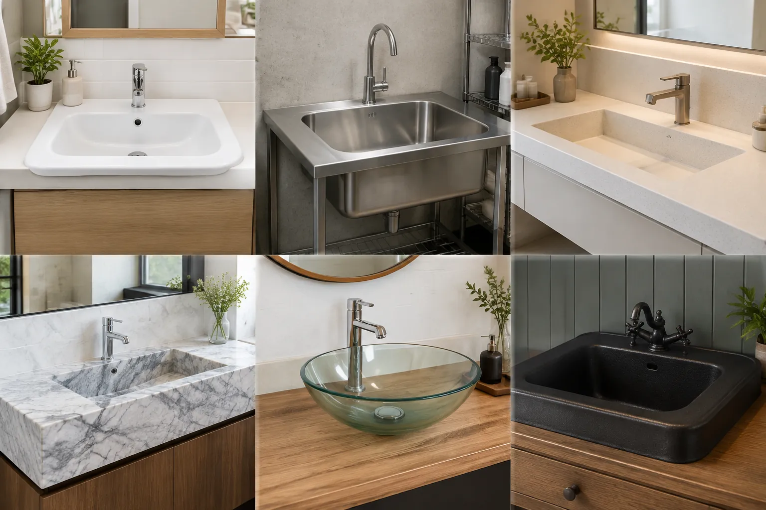 Kolase beberapa wastafel.